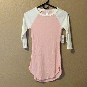 Pink and Ivory Baseball Long Tee